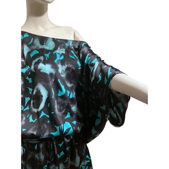 Y2K Express Silk Micro Mini Dress L Dolman Belt Stretch Grunge Glam Whimsygoth - Picture 4 of 13